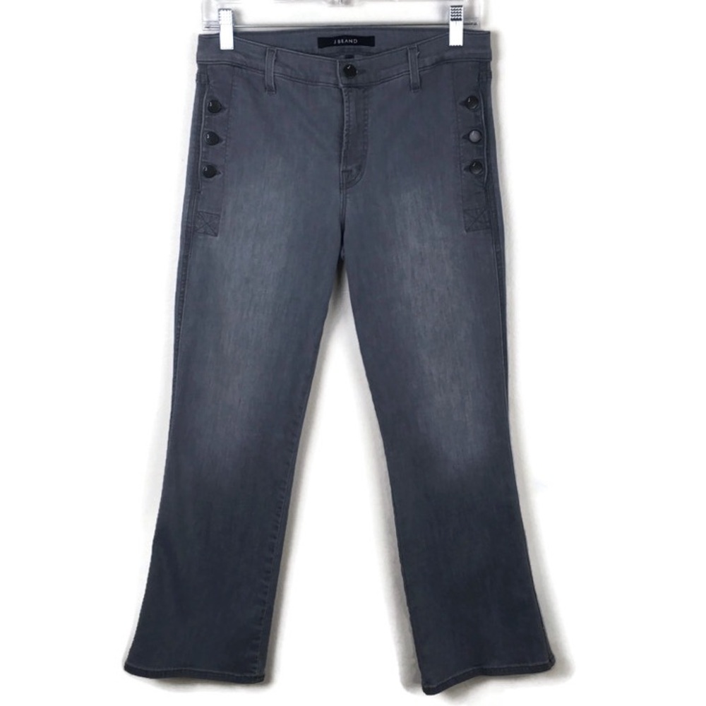J Brand Zion Crop Bootcut Side Buttoned Denim Jeans in Resonance Gray